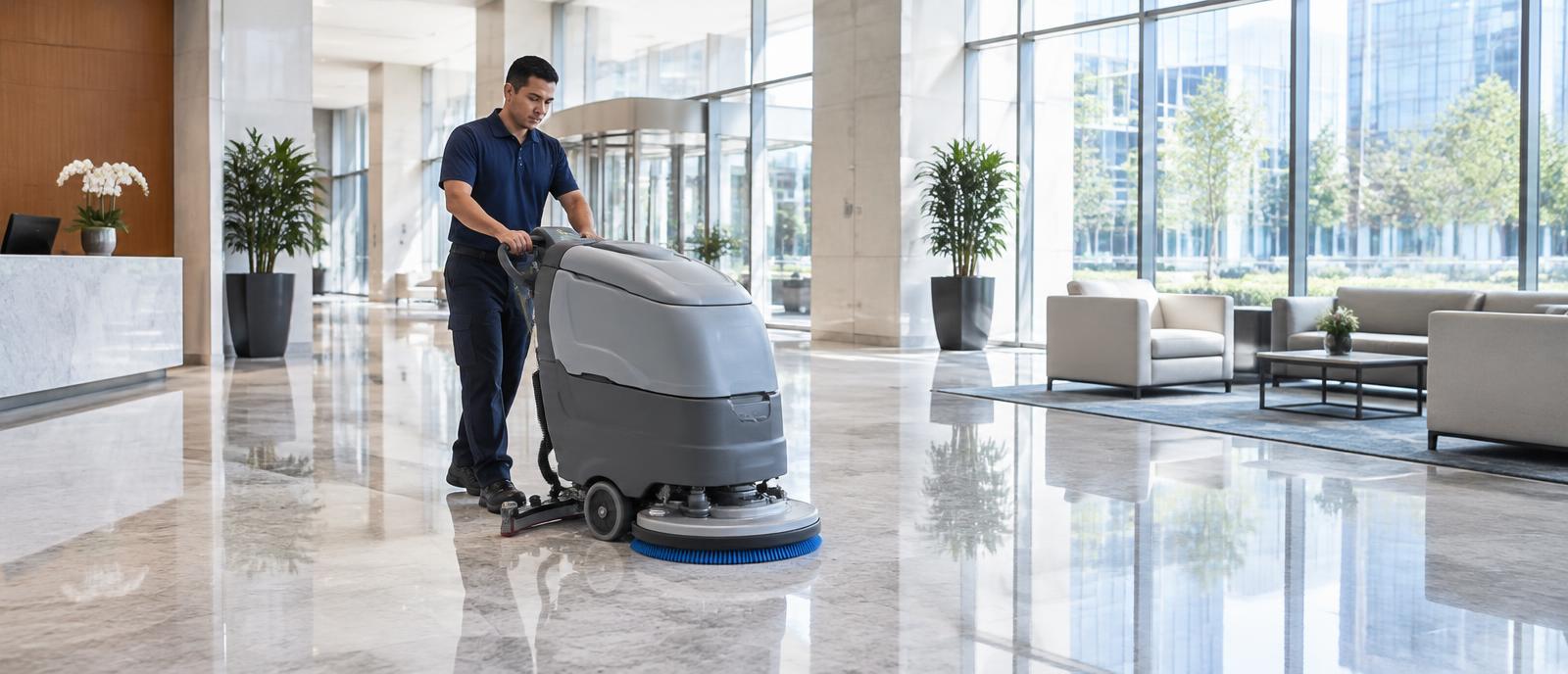 commercial cleaning in progress