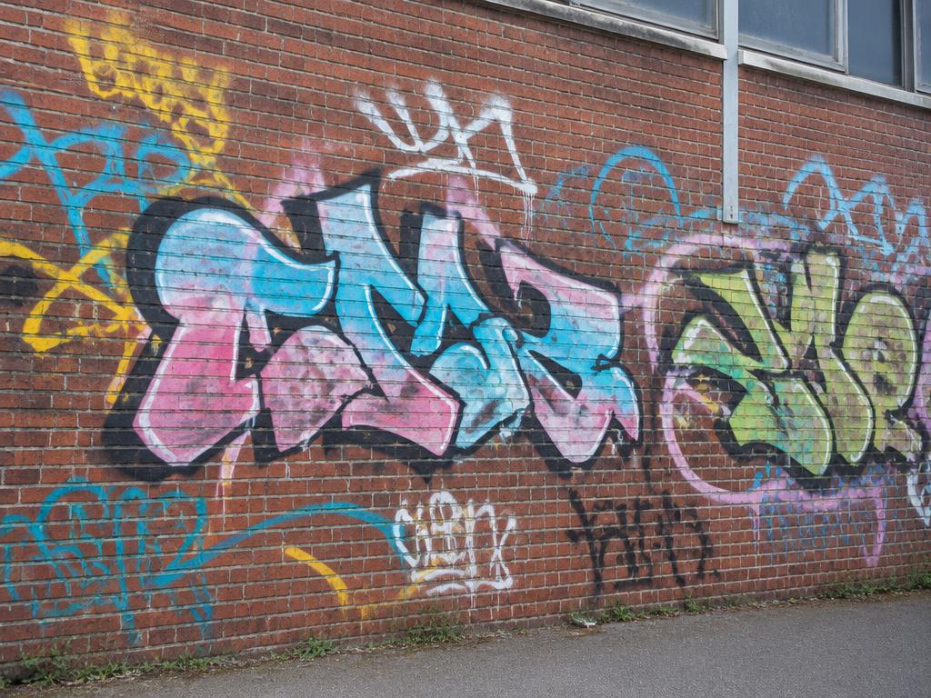 Graffiti removal, before