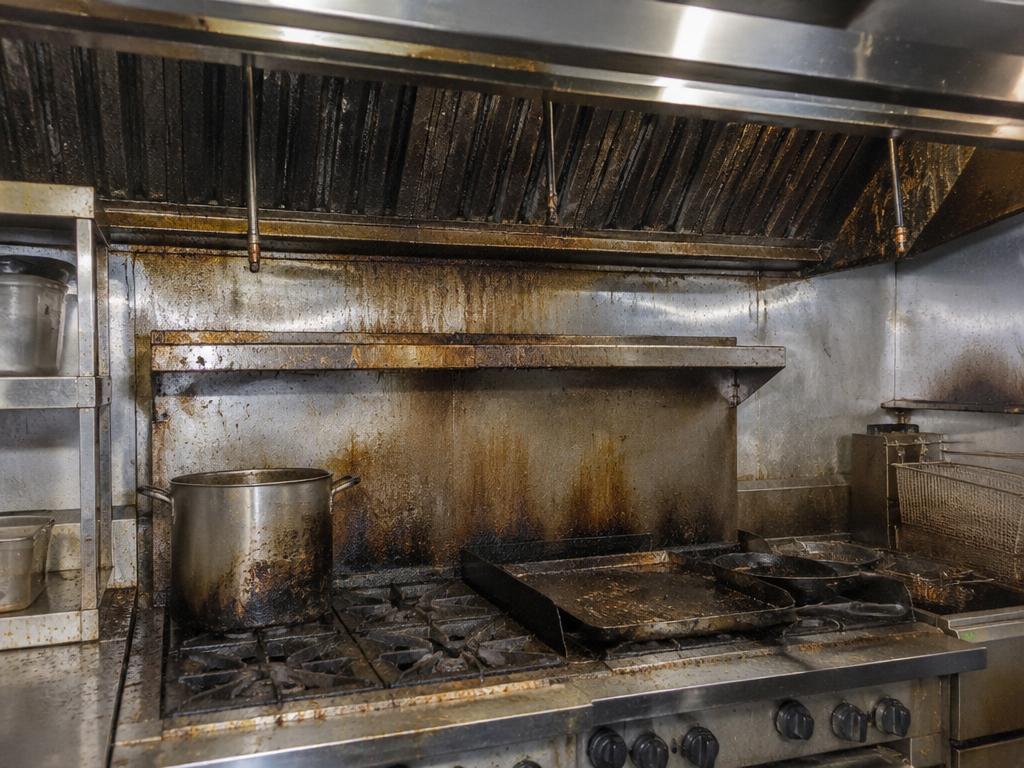 Commercial kitchen deep clean, before