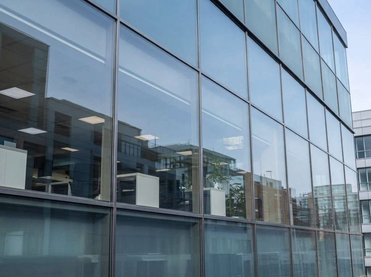 Glass façade cleaning, after
